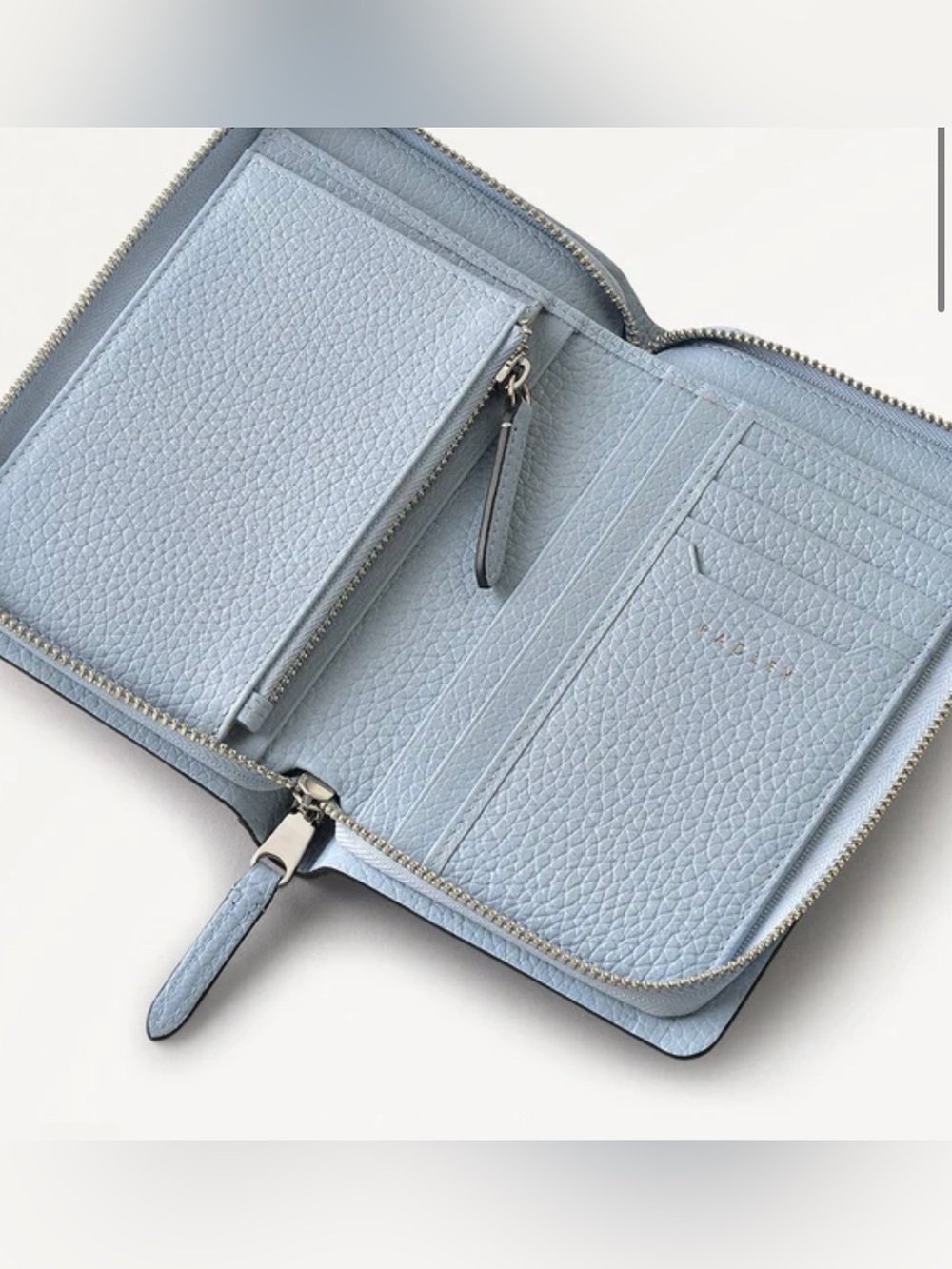 New Radley London Chancery Light Blue Leather Zip Around Wallet